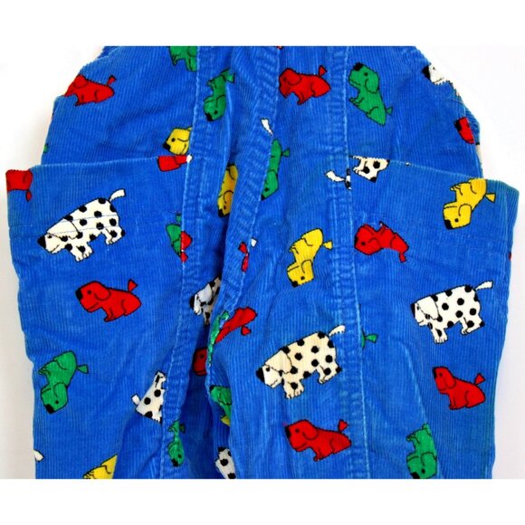 VTG Oshkosh Kennel Club Baby Boy 3-6 Mths Corduroy Overalls Romper Dogs Blue USA - Picture 7 of 12